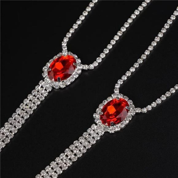 Rumtock Red Ruby Crystal Anklet Rhinestones Barefoot Ankle Bracelet - Picture 4 of 4